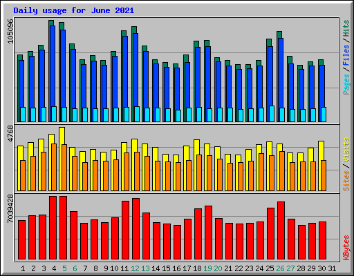 Daily usage for June 2021