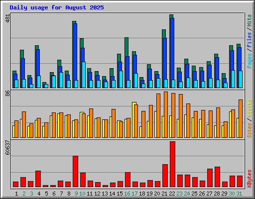 Daily usage for August 2025