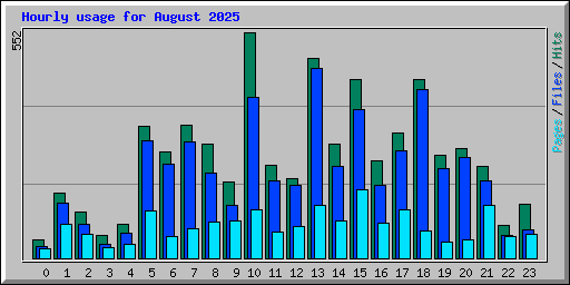 Hourly usage for August 2025